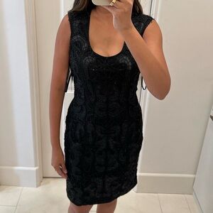 Sue Wong Black Beaded Cocktail Dress